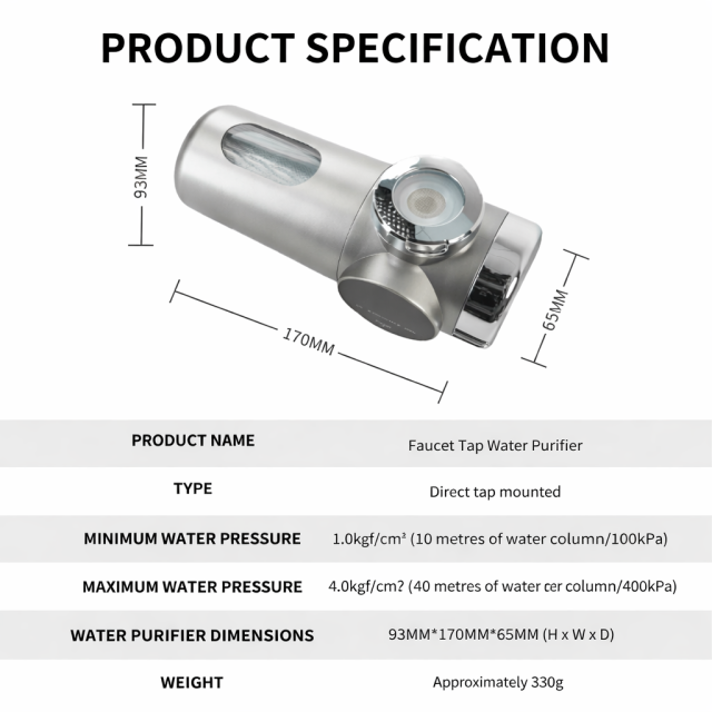 Hot Selling Universal Fit Kitchen Faucet Water Filter Remove Chlorine Tap Water Purifier with Filter Life Display,Faucet Water Filter Tap Water Purifier for Home Ultra Filtration,Purithm