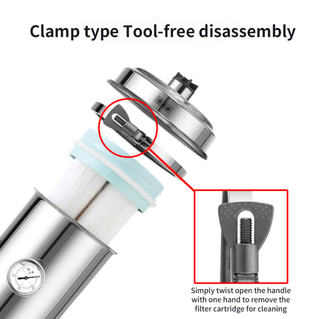 Reusable PVDF Membrane Water Purifier Whole House Vertical Pipeline 304 SS Housing Easy Clamp Disassembly Pressure Gauge,Reusable PVDF Membrane Water Purifier Whole House Vertical Pipeline 304SS Housing Easy Clamp Disassembly Pressure Gauge 10000L,Purithm
