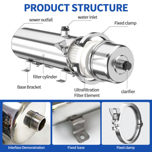 SS304 UF Water Filter PVDF Washable Membrane Backwash Design No Replace Cartridge Wall-mounted Whole House,SS304 UF Water Filter PVDF Washable Membrane Backwash Design No Replace Cartridge Wall-mounted Whole House,Purithm