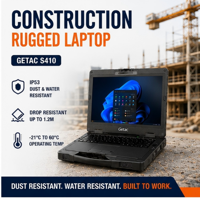 Getac S410 Rugged Laptop | Semi-Rugged Industrial Laptop for Field Service & Manufacturing
