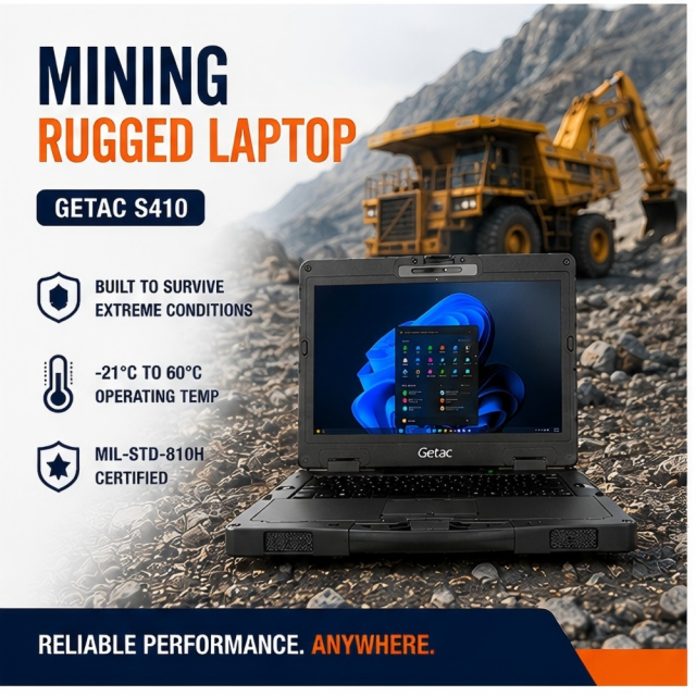 Getac S410 Rugged Laptop | Semi-Rugged Industrial Laptop for Field Service & Manufacturing