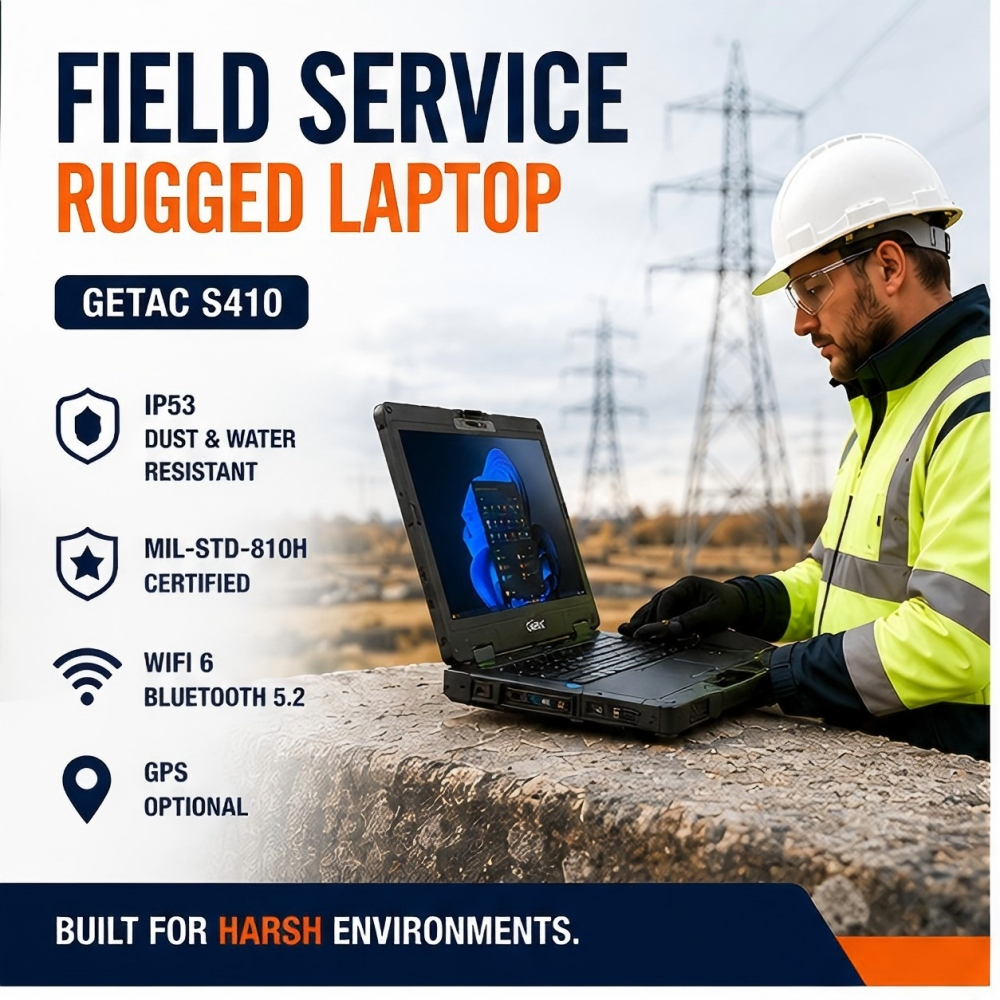 Getac S410 Rugged Laptop | Semi-Rugged Industrial Laptop for Field Service & Manufacturing