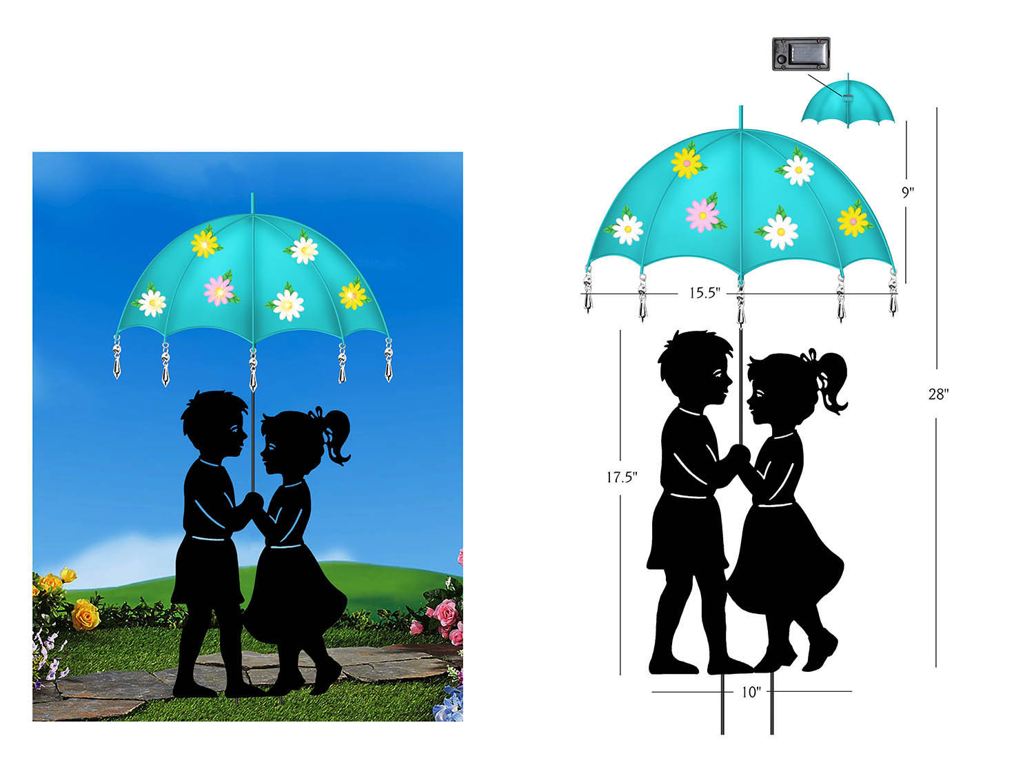 Metal Kids with Umbrella Solar-powered Stake