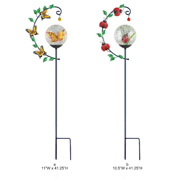 Solar-powered Stakes with Butterfly and Ladybug Elements