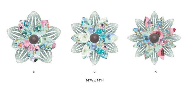 Tri Blossomy Metal Flower Wall Art – Rustic 3D Floral Wall Decor