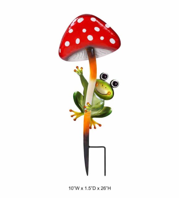 Stakes with Frog and Mushroom Elements