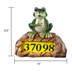 Frog On Stone Outdoor Solar Statue