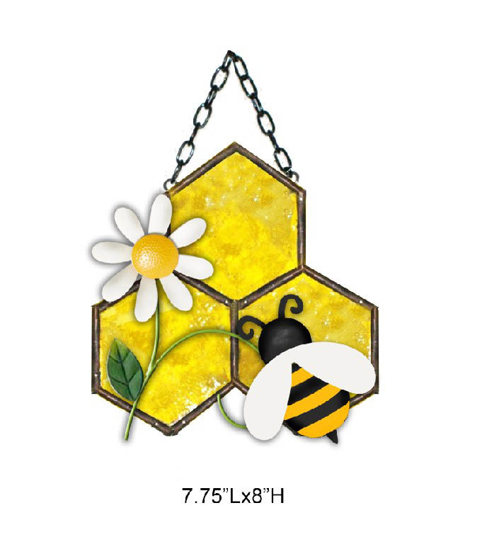 Bee and Flower Wall Decor - Outdoor Wall Art Decor for Gardens