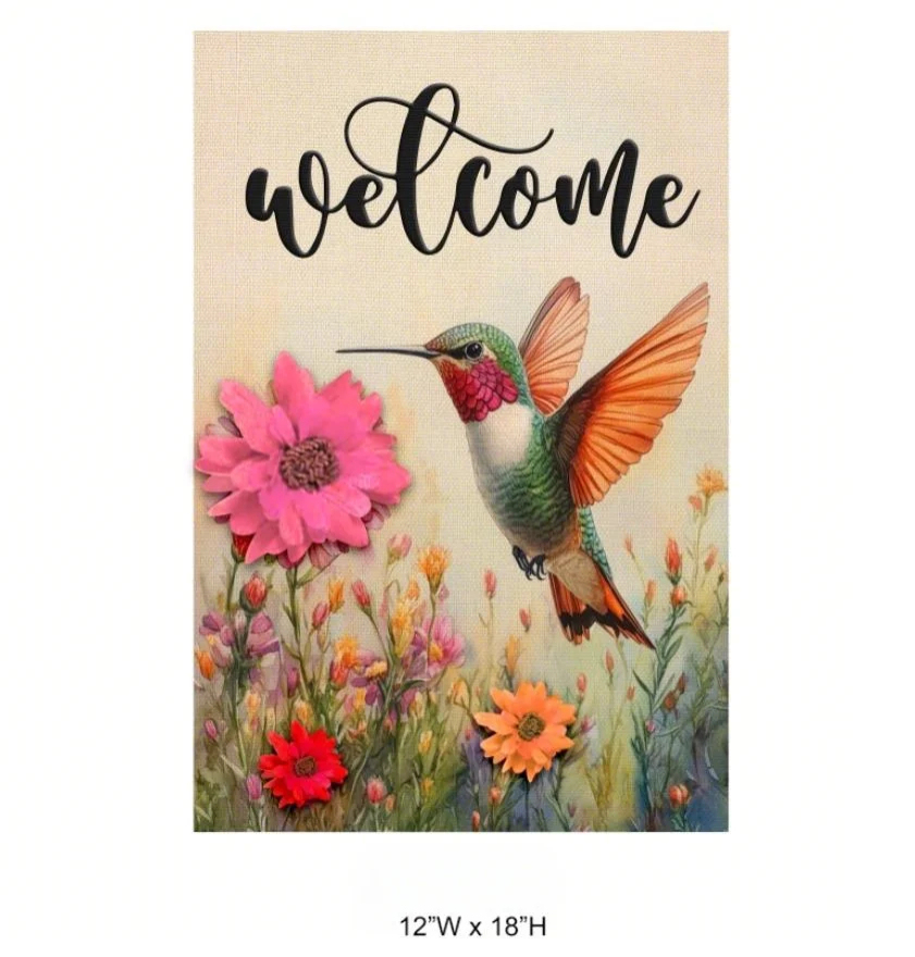 Hummingbird Floral Flag