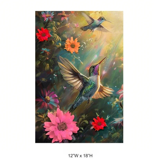 Hummingbird Floral Flag