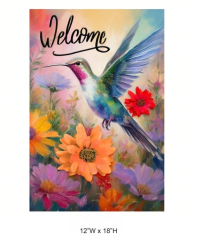 Hummingbird Floral Garden Flag Spring Summer Outdoor Decorative Flag