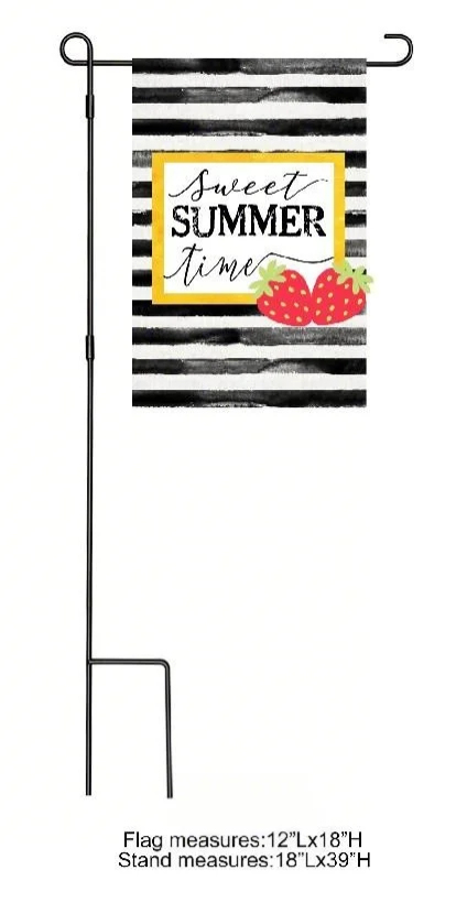 Strawberry Checkered Flag - Decorative Outdoor Strawberry Garden Flag