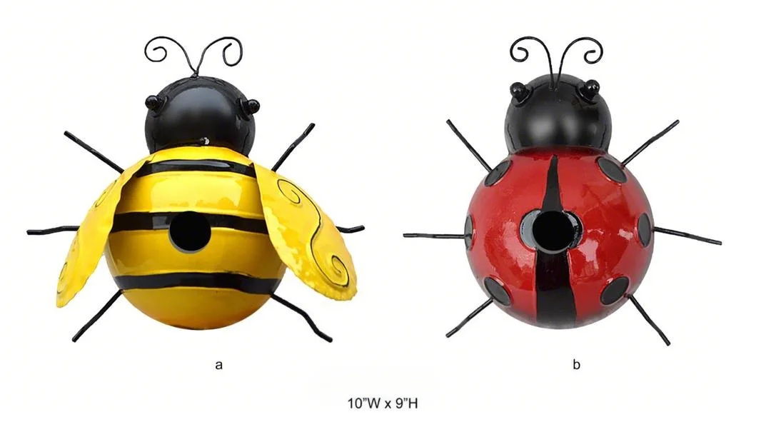 Outdoor Bee Bird Houses Set of 2