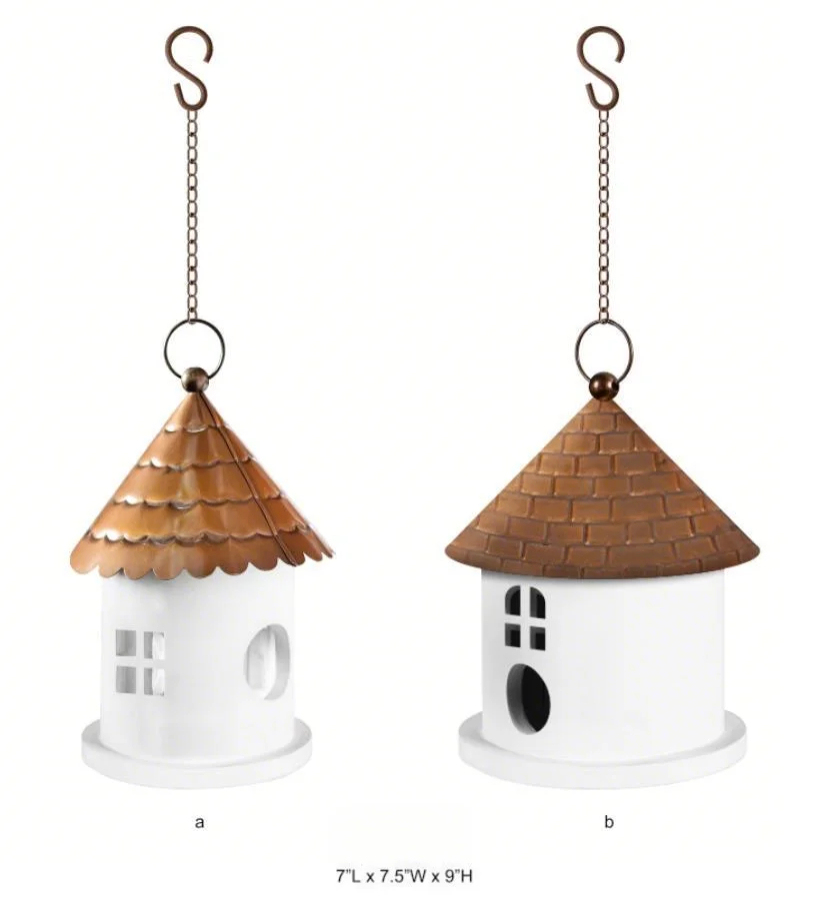Tri Blossomy Classic Round Hanging Birdhouse with Copper Roof - 2 Window Styles