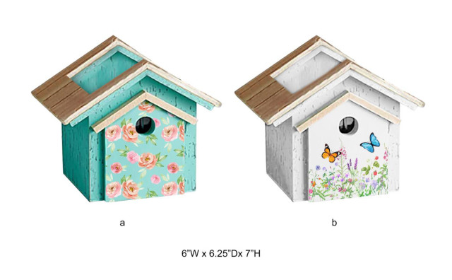House-shaped Planter with Flower and Butterfly Elements