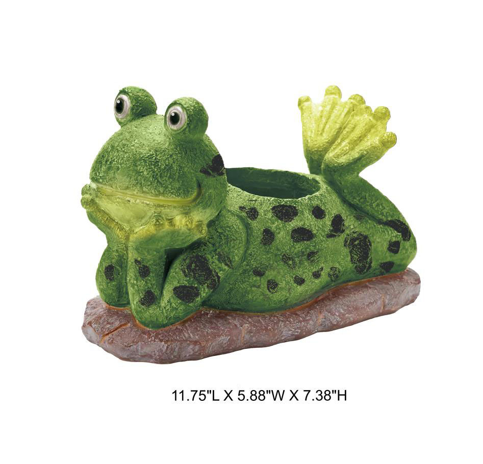 Resin Frog Outdoor Planter - Decorative Frog Shaped Garden Flower Pot Wholesale