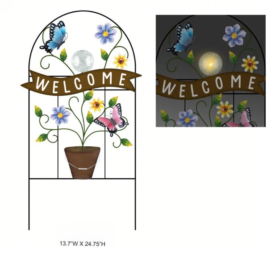 Solar Butterfly Garden Trellis - Decorative Outdoor Butterfly Plant Trellis