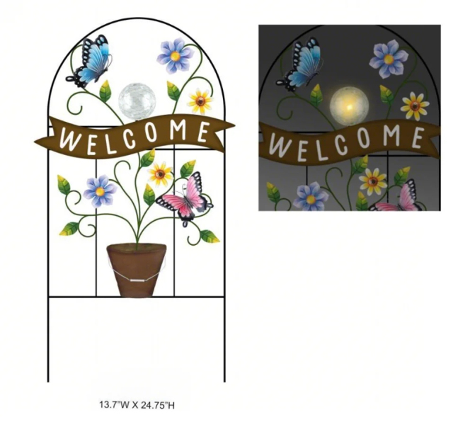 Solar Butterfly Garden Trellis - Decorative Outdoor Butterfly Plant Trellis