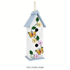 Tri Blossomy Butterfly Blossom Birdhouse - Garden Wood Birdhouse for Outdoor Decoration
