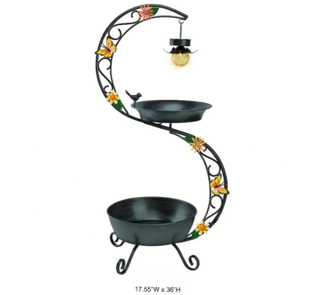 Double-Layer with Light Bird Feeder & Bath