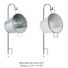 Metal Stake with Bucket Hanging Planters