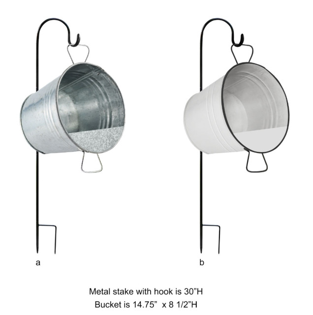 Metal Stake with Bucket Hanging Planters