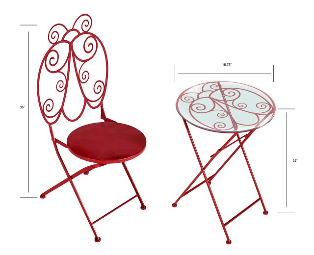 Red Garden Table Set