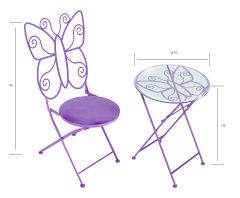Purple Garden Table Set - Metal Outdoor Patio Furniture - Wholesale