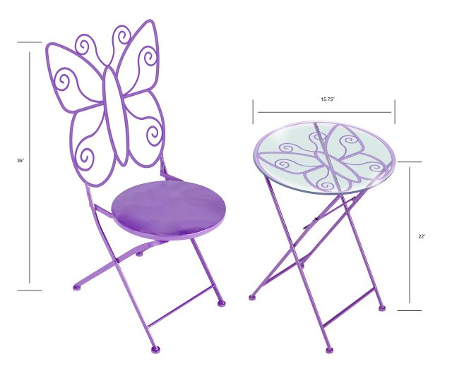 Purple Garden Table Set - Metal Outdoor Patio Furniture - Wholesale