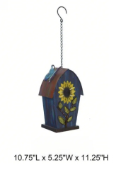 Tri Blossomy Birdhouse & Bird Feeder Combo Garden Stake - Floral & Butterfly Accents