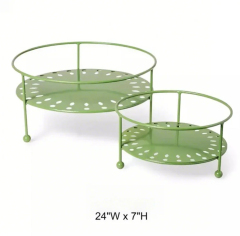 Green Double-Tier Plant Stand