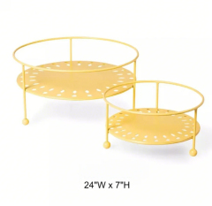 Tri Blossomy Yellow Metal Double Tier Plant Stand for Indoor and Outdoor Display