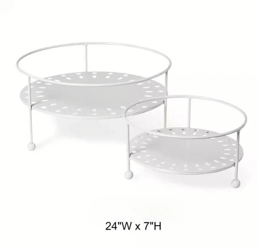 White Double-Tier Plant Stand