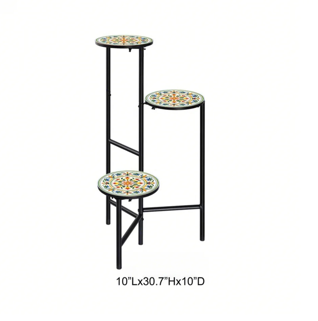 Tall Patterned Plant Stand - Decorative Metal Indoor Outdoor Plant Stand