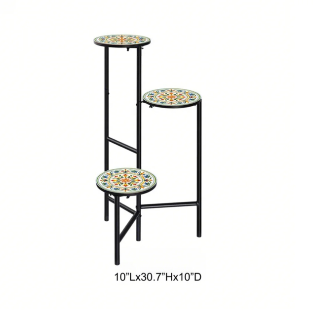 Tall Patterned Plant Stand - Decorative Metal Indoor Outdoor Plant Stand