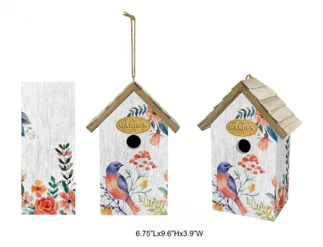 Garden Floral Birdhouse – Decorative Wood Birdhouse for Garden