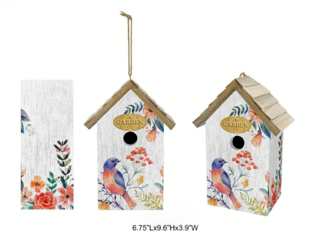 Garden Floral Birdhouse – Decorative Wood Birdhouse for Garden