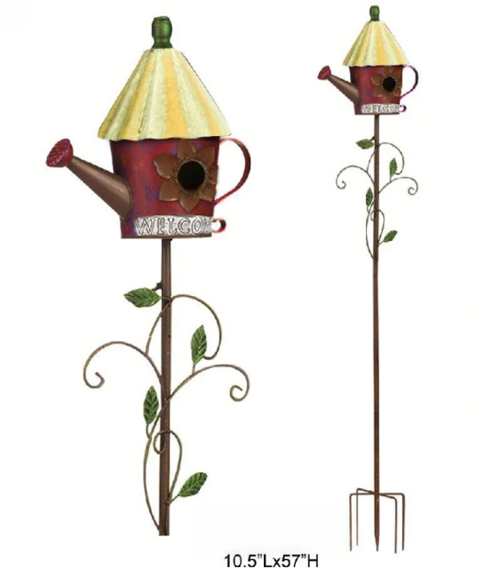 Vintage Birdhouse Garden Stake