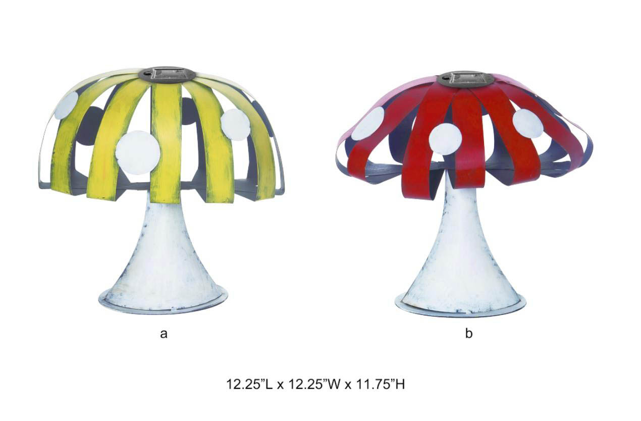 Tri Blossomy Whimsical Metal Mushroom Solar Garden Light - 2 Colors
