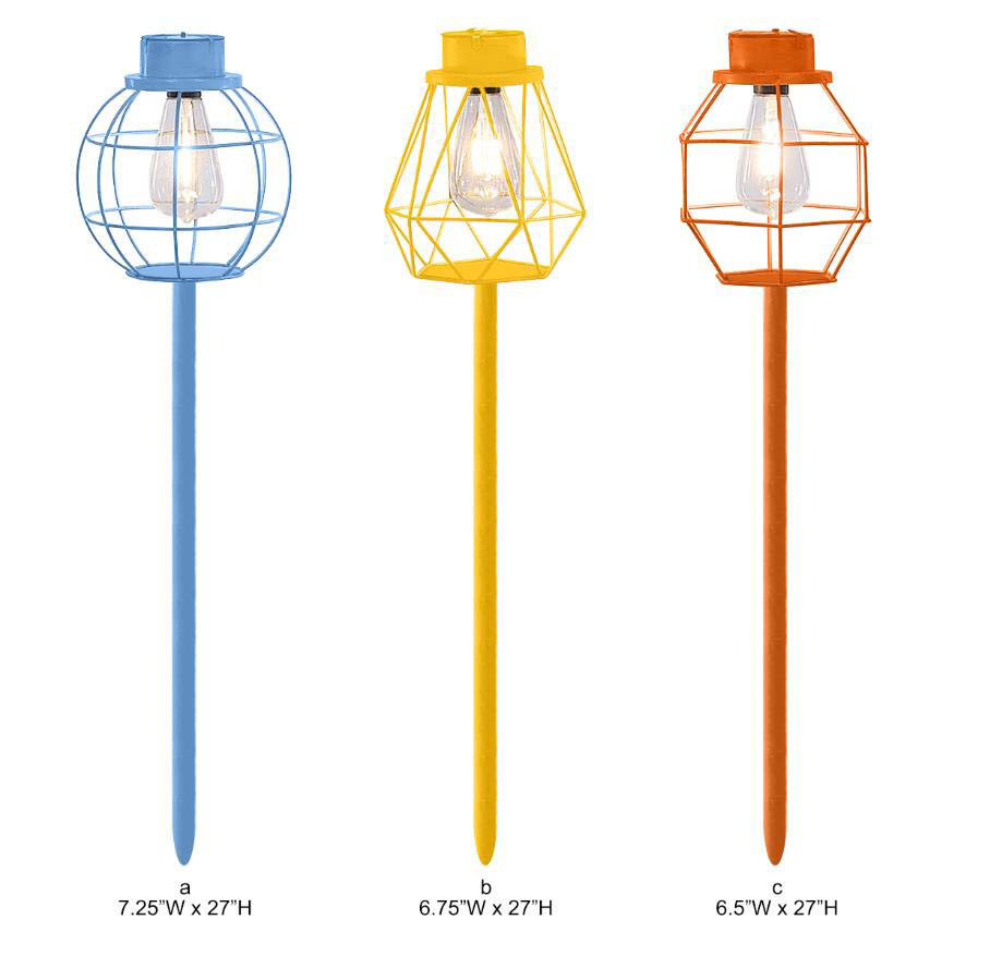 Tri Blossomy 27” Solar Wire Cage Garden Stake Lights - 3 Vibrant Colors