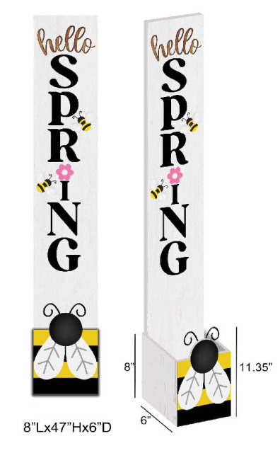 Bee Porch Sign with Storage Box - Wooden Farmhouse Outdoor Welcome Decor Wholesale