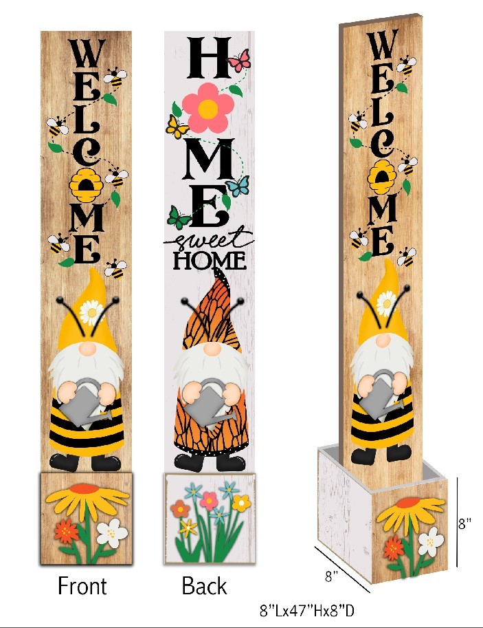 Gnome & Bee Garden Hub Porch Sign