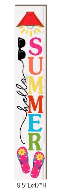 Rainbow Lighted Wooden Porch Leaner Sign for Summer Outdoor Decor