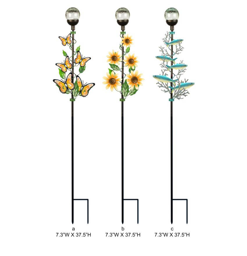 Solar Powered Flower/ Butterfly/ Fish Metal Spinner