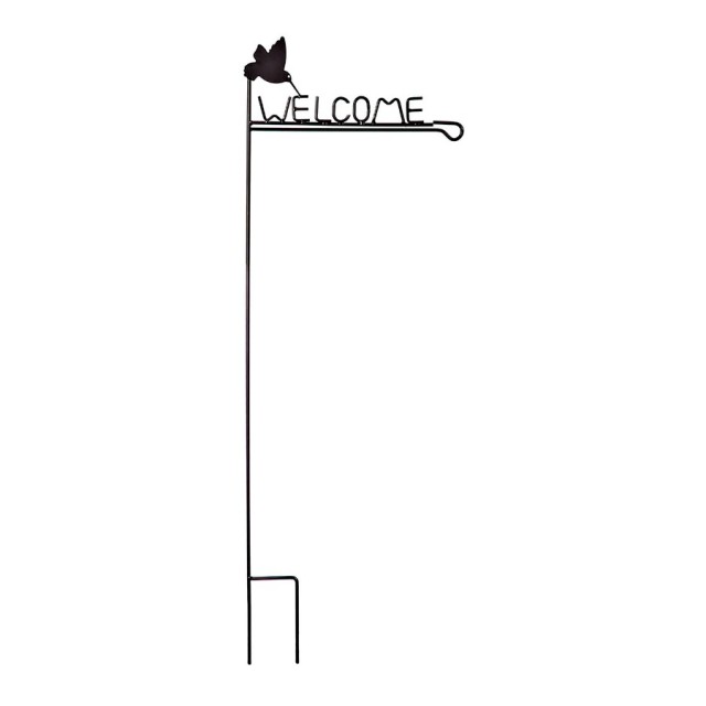 Tri Blossomy Hummingbird "WELCOME" Garden Hanging Stake with Hook