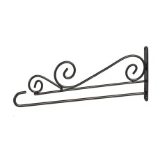Tri Blossomy Ornate Scrollwork Black Iron Wall Hanging Bracket