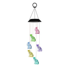 Tri Blossomy – Cat Solar Chime – Solar Garden Decor Outdoor Wind Chimes