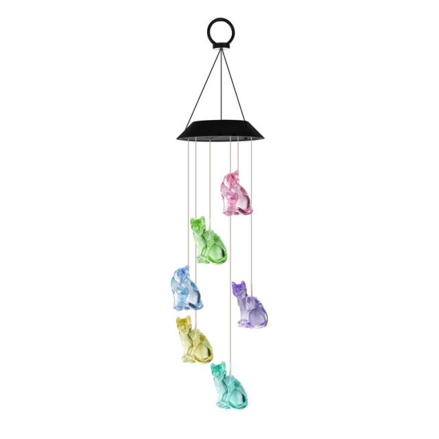 Tri Blossomy – Cat Solar Chime – Solar Garden Decor Outdoor Wind Chimes
