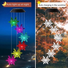 Tri Blossomy – Snowflake Solar Chime – Solar Garden Decor Winter Wind Chimes  2. Short Description