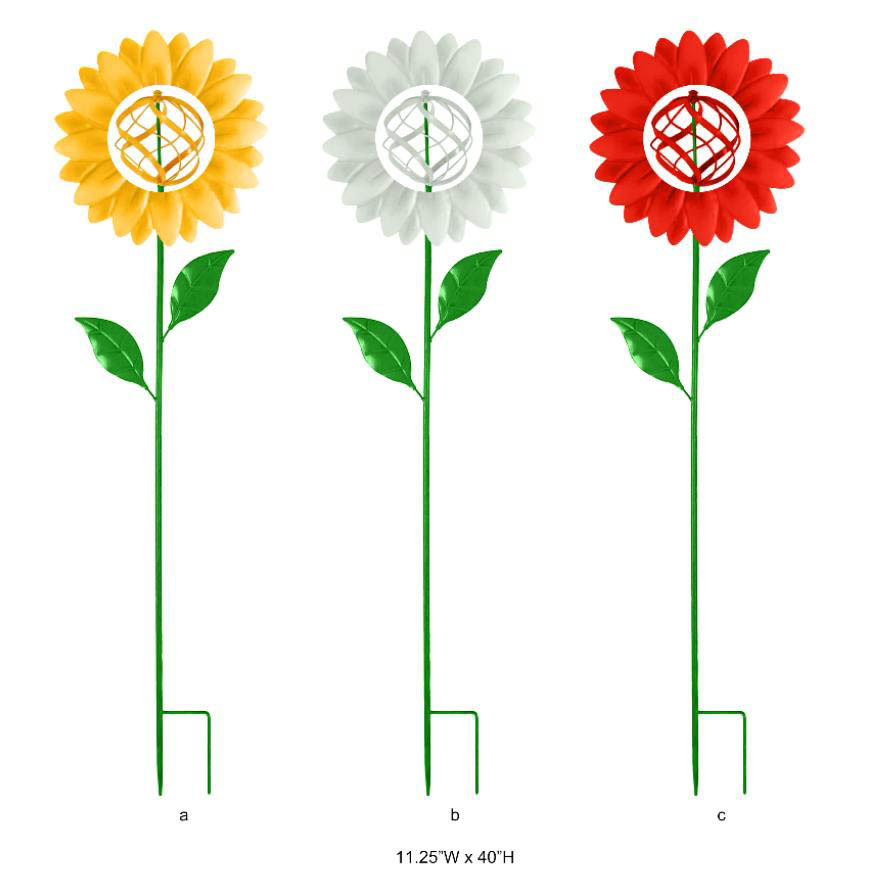 Multicolor Sunflower Metal Spinner - Outdoor Kinetic Sunflower Wind Spinner